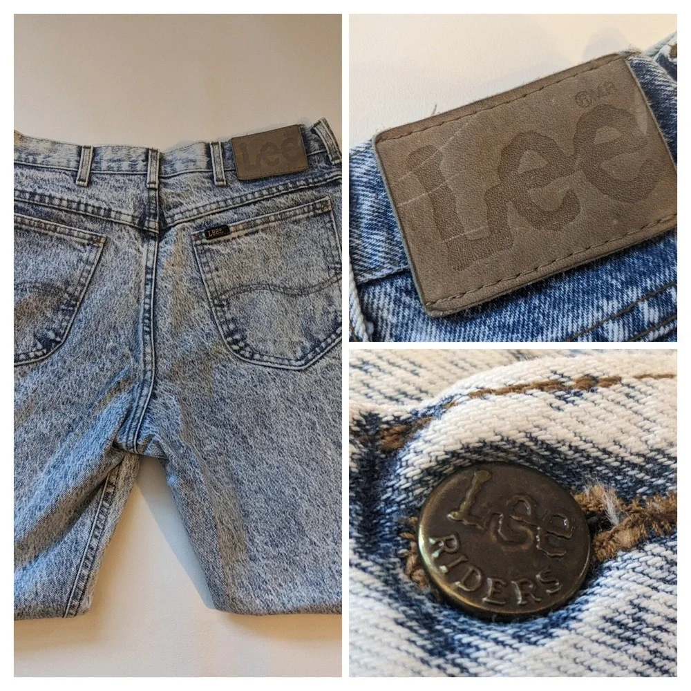 Vintage 1980 Lee Acid Wash Denim Jeans 33 x 30 Union Made Cotton USA